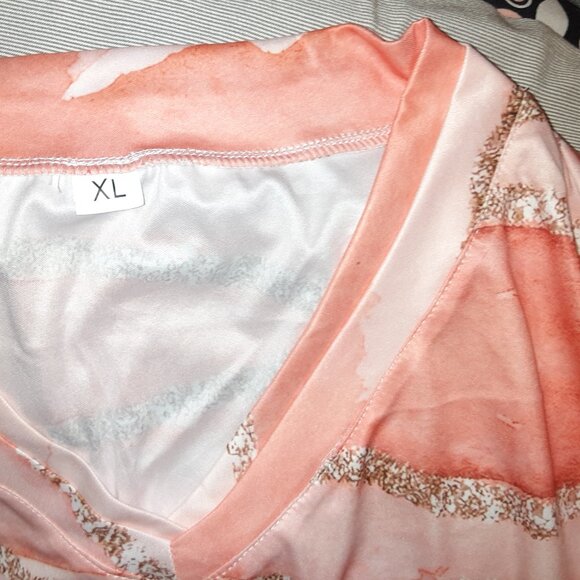 Peach Top Sz XL * Counterparts Pull-on Capris * Sz 16 * Tan & White Pinstripe * - Picture 3 of 9